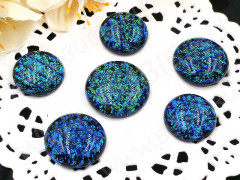 Кабошон Фьюзинг 025 Круглый 12-19мм Дихроик на черном Серо-зелено-синий Узор CU