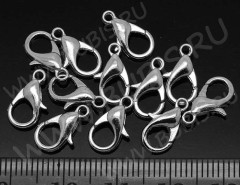 (СКИДКИ!!!) Замочек карабин №044 средний 12*6*3мм цвет платины (сплав) (10шт)