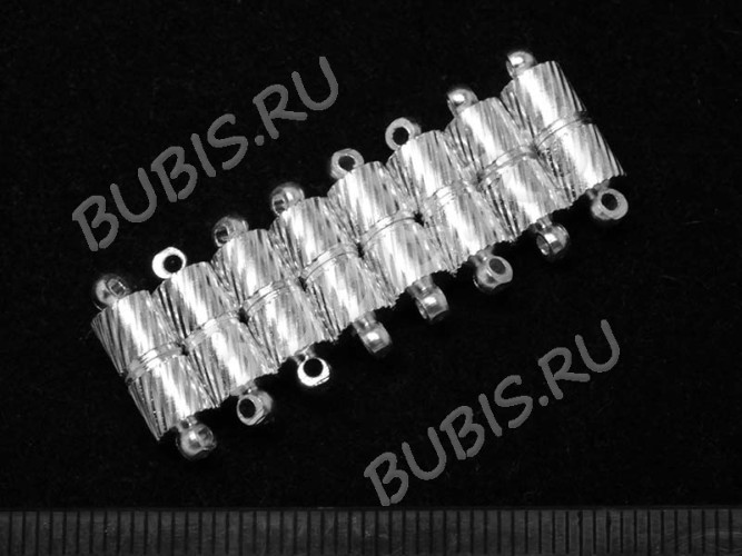 Магнитный замочек №02 с петельками 15,5*5*5мм серебристый (Brass)