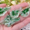 Купить Кулон Капля 17 с лепестками 43*24*12мм зелёная с белым (Lampwork) с доставкой по России