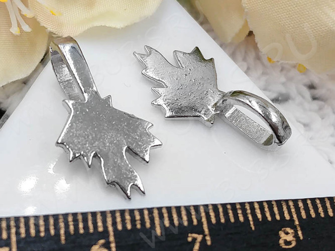 Бейл для приклеивания 11 Листик резной 21,5*11,5*5,5мм цвет платины (Brass)