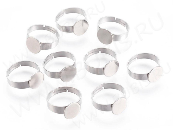Основа (заготовка) для кольца 163 17мм с платформой 10мм цвет платины (Хирургическая сталь)