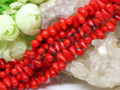 (ОПТ) Бусина каменная Капля 12 9,5*5*5мм Коралл красно-оранжевый натуральный (камни) (НИТЬ)