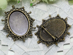 Основа (заготовка) для броши №69 с ажурным сеттингом 25*18мм Овал 38*31,5*8мм античная бронза (литьё и Iron)