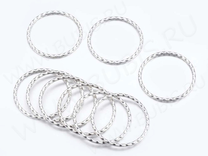 Кольцо декоративное 37 большое с волной рамка 38*38*1,6мм античное серебро (литьё)