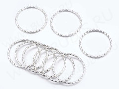 Кольцо декоративное 37 большое с волной рамка 38*38*1,6мм античное серебро (литьё)