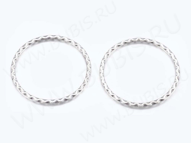 Кольцо декоративное 37 большое с волной рамка 38*38*1,6мм античное серебро (литьё)