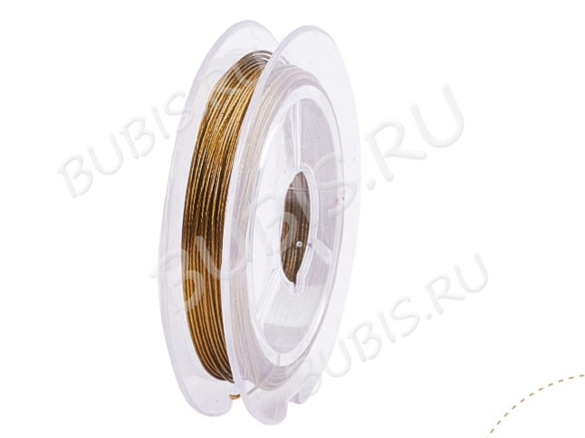Ювелирный тросик 038-10 Ланка Струна 0,38мм зеленовато-золотистый (катушка 10м)
