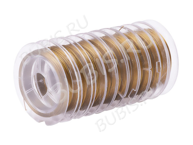 Ювелирный тросик 038-10 Ланка Струна 0,38мм зеленовато-золотистый (катушка 10м)