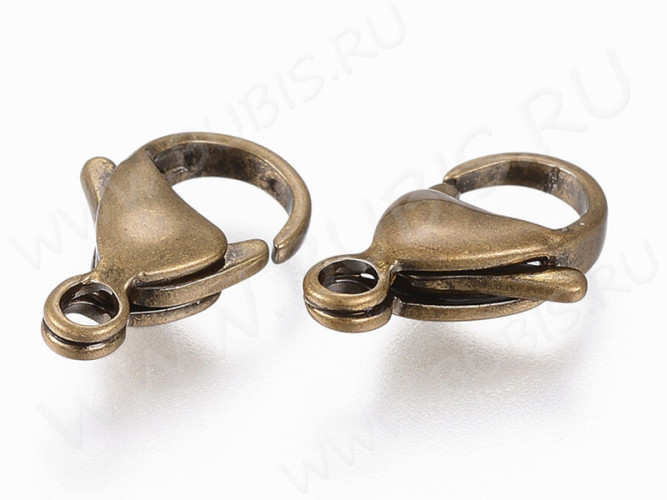 Замочек карабин №095 12*7*3,5мм античная бронза (Хирургическая сталь)