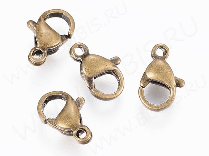 Замочек карабин №095 12*7*3,5мм античная бронза (Хирургическая сталь)