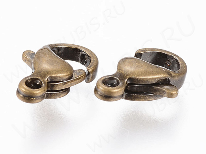 Замочек карабин №095 12*7*3,5мм античная бронза (Хирургическая сталь)
