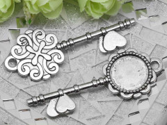 Подвеска Ключик 46 3D с сеттингом 20мм 72*28,5*2,5мм античное серебро (литьё)