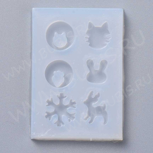 Молд 265 для эпоксидной смолы Сова, Олень, Снежинка и др. (силикон)