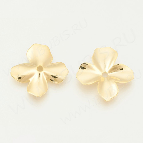 275 Шапочка простая Цветочек 18*18*2,5мм золотистая (LUX Китай) (Brass с позолотой)