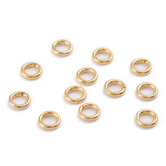Колечки одинарные 4*0,8мм Real Gold Plated 18K золотистые (Хирургическая сталь) (20шт)
