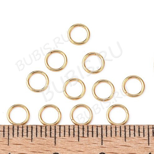 Колечки одинарные 4*0,8мм Real Gold Plated 18K золотистые (Хирургическая сталь) (20шт)