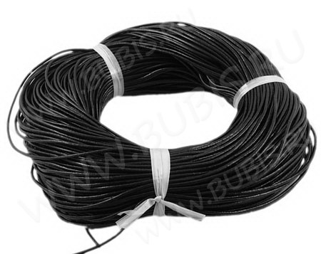 Шнур кожаный 02 воловья кожа 1,5мм круглый чёрный (1м)