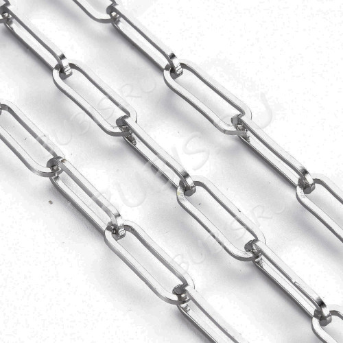 Цепочка S64 Овальное плоское звено 15*5*1мм цвет платины (Хирургическая сталь) (50см)