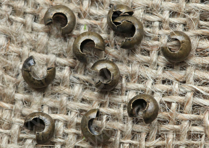 Обжимная бусина 09 маскировочная разъёмная покрывная 3*2мм античная бронза (Iron) (20шт)