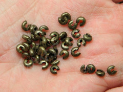 Обжимная бусина 09 маскировочная разъёмная покрывная 3*2мм античная бронза (Iron) (20шт)