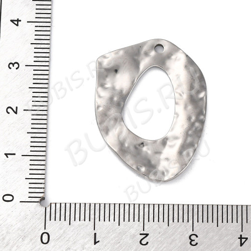 Подвеска Фриформ контур рамка 32*24*1,5мм цвет платины (Хирургическая сталь)