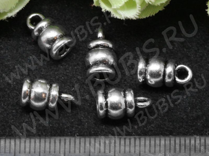 Концевик 034 для вклеивания (3мм) 11,5*6,5*6,5мм античное серебро (литьё)