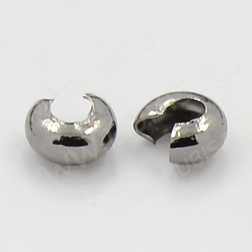 Обжимная бусина 09 маскировочная разъёмная покрывная 3*2мм чёрный никель (Iron) (20шт)