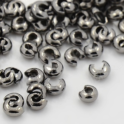 Обжимная бусина 09 маскировочная разъёмная покрывная 3*2мм чёрный никель (Iron) (20шт)