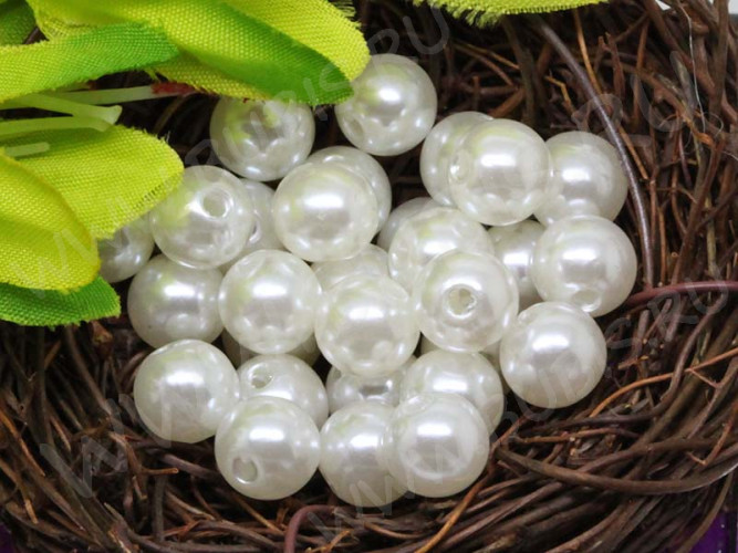 Бусина Округлая 18 "Жемчуг" 8мм айвори (акрил) (20шт)