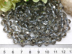 (ОПТ) Бусина кристалл гранёный абакус 8*8*5,5мм Хрусталь серый с АВ прозрачный (имитация Сваровски) (НИТЬ)