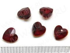 Хрустальная подвеска 03 Сердечко 10*10*5мм т.красное прозрачное (имитация Сваровски)