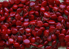 Бусина каменная Овал 06 9-12*8-11*3,5-5,5мм Коралл красный натуральный (камни) (10шт.)