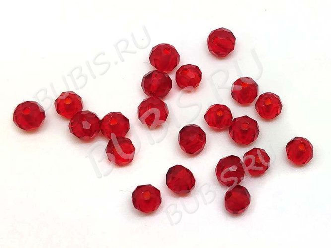 (СКИДКИ!!!) Бусина кристалл гранёный абакус 4,3*4*3,5мм т.красный прозрачный (имитация Сваровски) (100шт.)