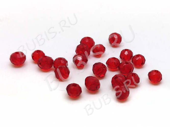 (СКИДКИ!!!) Бусина кристалл гранёный абакус 4,3*4*3,5мм т.красный прозрачный (имитация Сваровски) (100шт.)