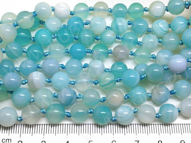 (СКИДКИ!!!) Бусина округлая ГЛАДКАЯ 8мм Агат Мадагаскарский Голубой натуральный (камни) (10шт)