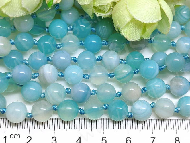 (СКИДКИ!!!) Бусина округлая ГЛАДКАЯ 8мм Агат Мадагаскарский Голубой натуральный (камни) (10шт)