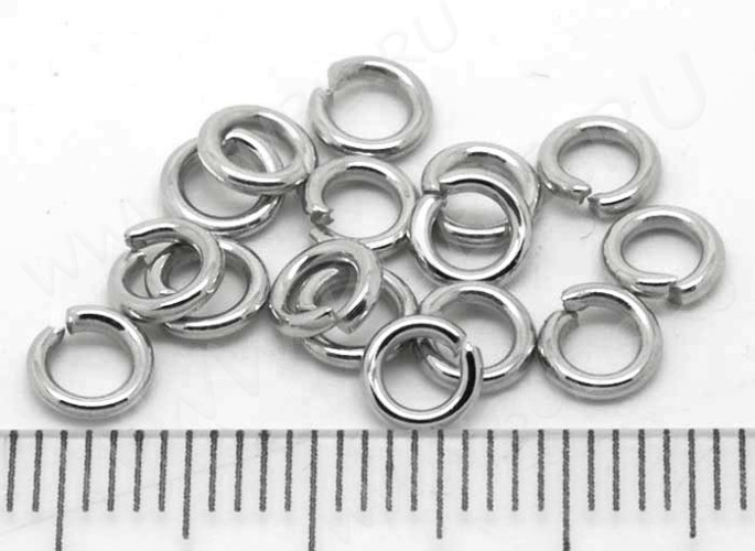 (СКИДКИ!!!) Колечки обычные толстые 5*1мм цвет платины (Brass) (100шт)