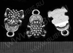 Подвеска Лягушка 07 с монеткой 17*10,5*4мм античное серебро (литьё)
