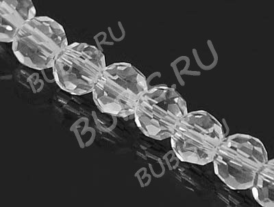 (ОПТ) Бусина округлая гранёная 4мм чистый прозрачный (стекло) (НИТЬ)