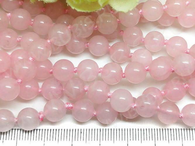(ОПТ) Бусина округлая 6мм ГЛАДКАЯ Розовый кварц натуральный (камни) (НИТЬ)