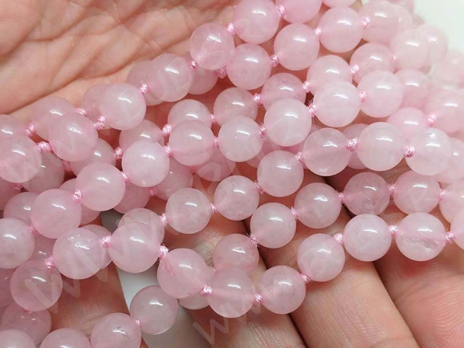 (ОПТ) Бусина округлая 6мм ГЛАДКАЯ Розовый кварц натуральный (камни) (НИТЬ)