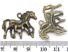 Подвеска Лошадь 07 с жеребёнком 28*22,5*4,5мм античная бронза (литьё)