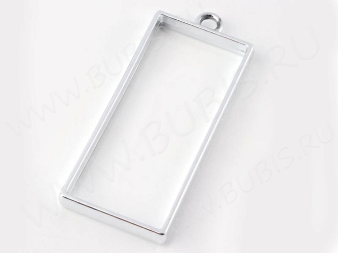 Подвеска Рамка 05 Прямоугольник 49*20*3,6мм цвет платины (литьё)