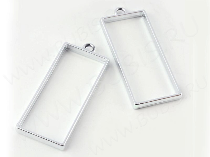Подвеска Рамка 05 Прямоугольник 49*20*3,6мм цвет платины (литьё)