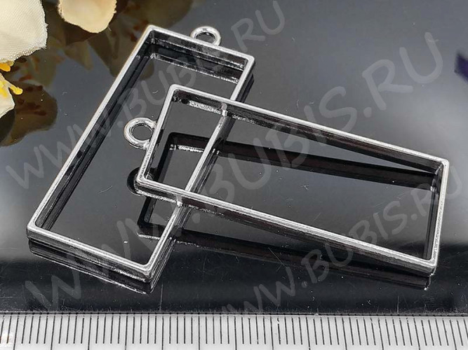 Подвеска Рамка 05 Прямоугольник 49*20*3,6мм цвет платины (литьё)