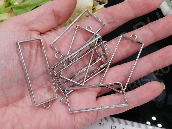 Подвеска Рамка 05 Прямоугольник 49*20*3,6мм цвет платины (литьё)