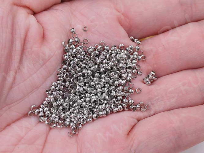 Зажимные бусины 06 округлые 2,5*2,5*1,5мм цвет платины (Brass) (ок.100шт.)