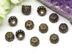 Шапочка тонкая 038 ажурная Тюльпанчик 9,5*9,5*6мм античная бронза (Iron) (имитация скани) (10шт.)