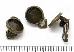 Основы для клипс №15 с сеттингом 10мм 15,5*12*10мм античная бронза (Brass) (1 пара)
